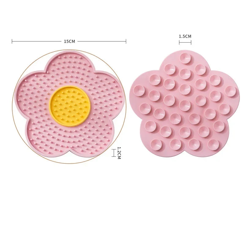 Tapis de léchage forme fleur pour chien et chat — silicone