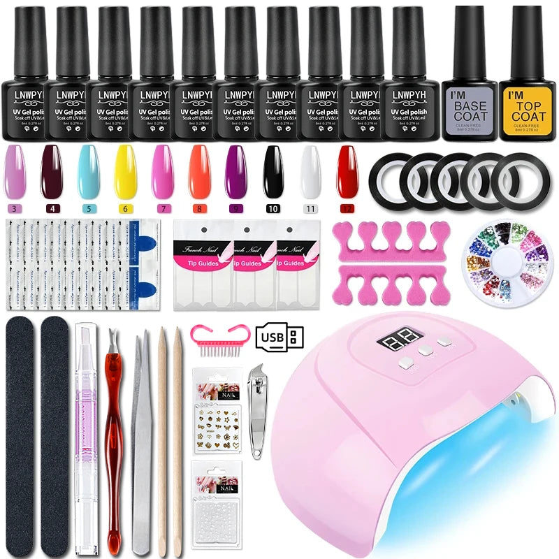Kit de Vernis Gel Professionnel avec Lampe LED – Ensemble Complet de Manucure