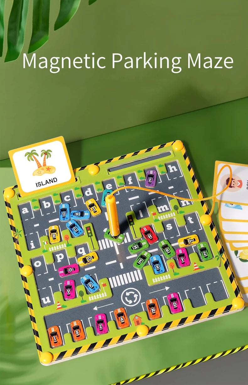 Labyrinthe Magnétique Montessori – Couleurs & Chiffres | Jouet en Bois Motricité Fine (3–5 ans)