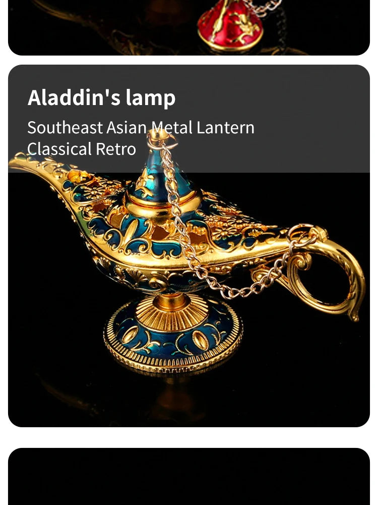 Lampe d’Aladdin Décorative – Mini Ornement en Métal | Rouge / Bleu / Vert