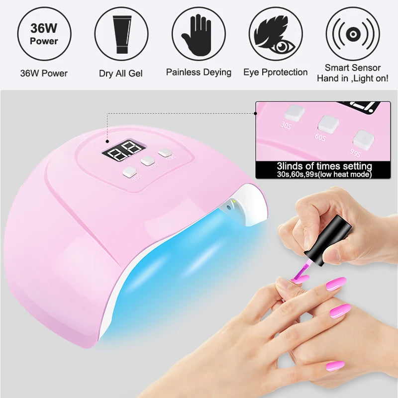 Kit de Vernis Gel Professionnel avec Lampe LED – Ensemble Complet de Manucure