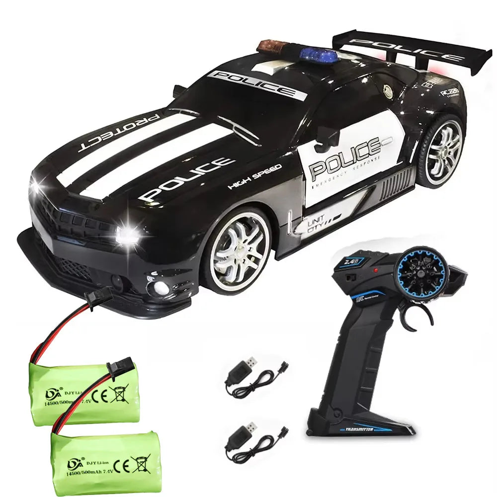Voiture de Police RC 1:12 – Super Rapide 2.4GHz avec Lumières