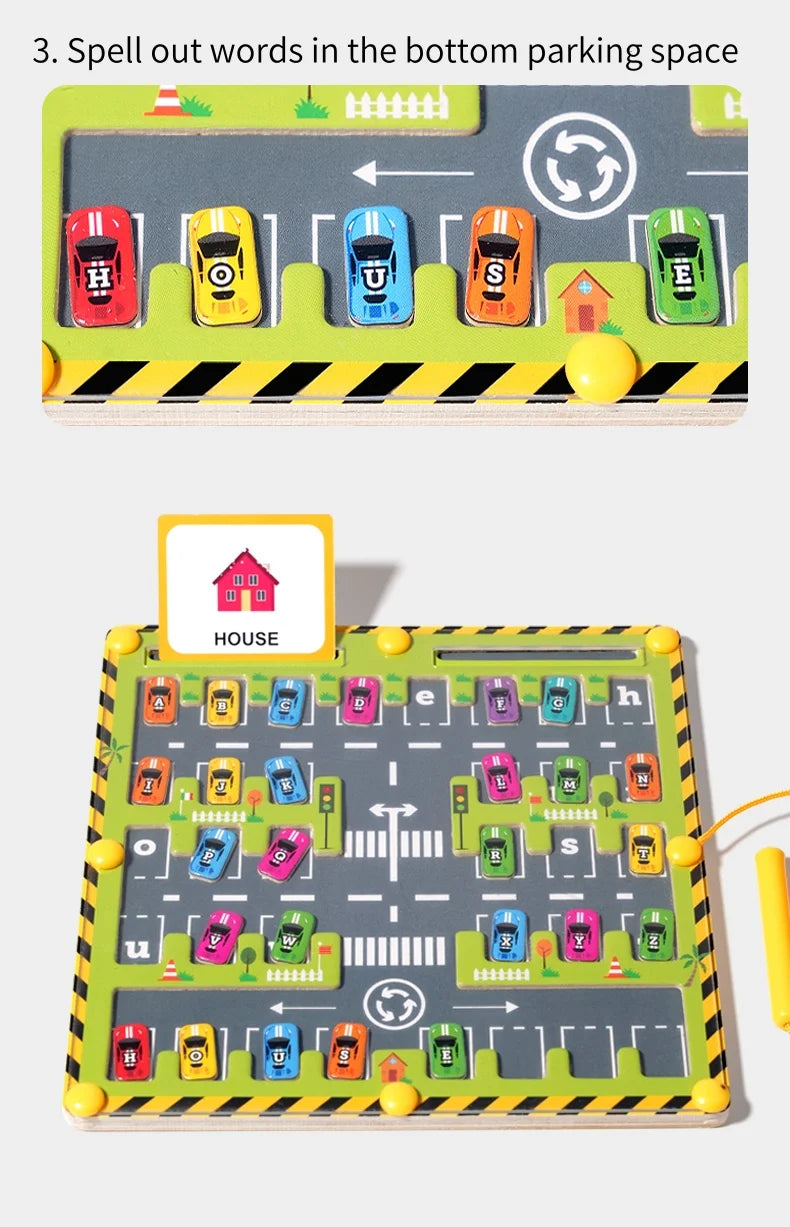 Labyrinthe Magnétique Montessori – Couleurs & Chiffres | Jouet en Bois Motricité Fine (3–5 ans)