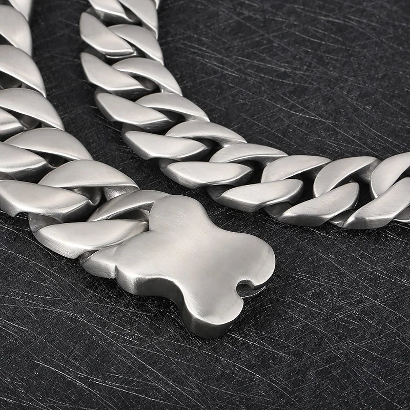 Collier Chaîne Cubaine Large – Acier Inoxydable 316L | Style Punk & Rap (20–31 mm)