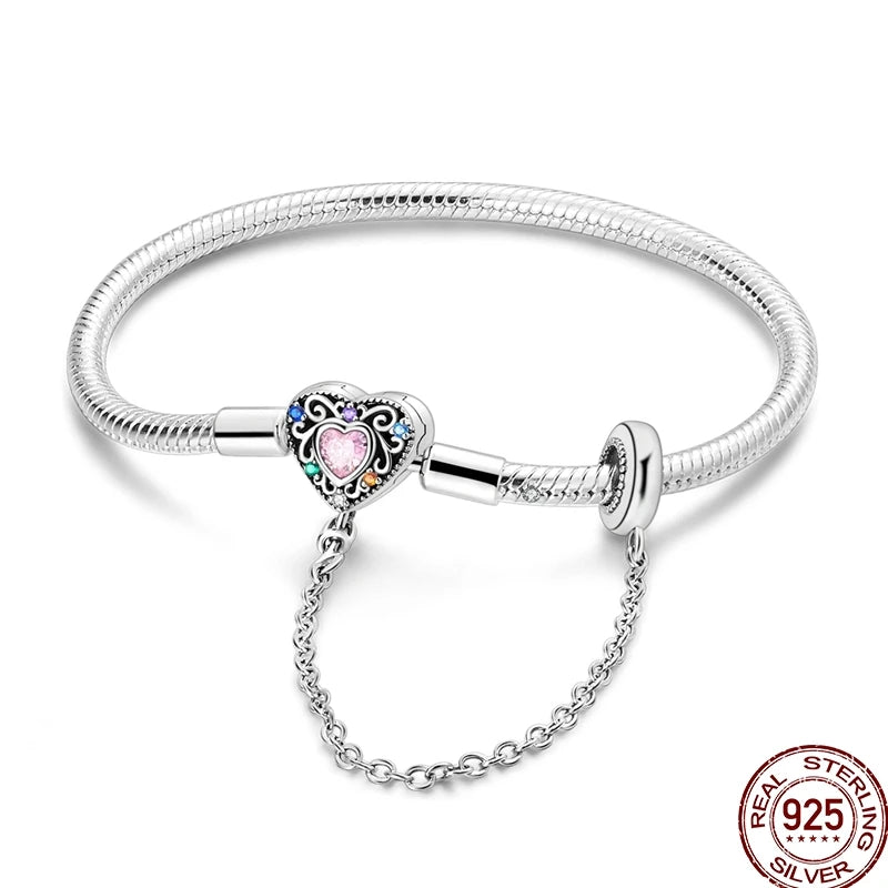 Bracelet en Argent 925 – Cœur Pavé Zircone & Infinity – 17 à 20 cm
