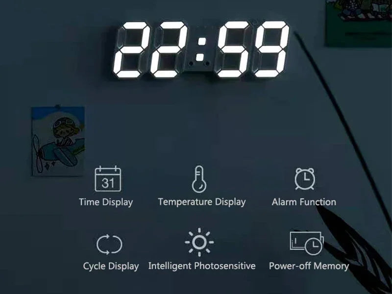 Horloge Numérique LED 3D – Design Moderne & Éclairage Nocturne