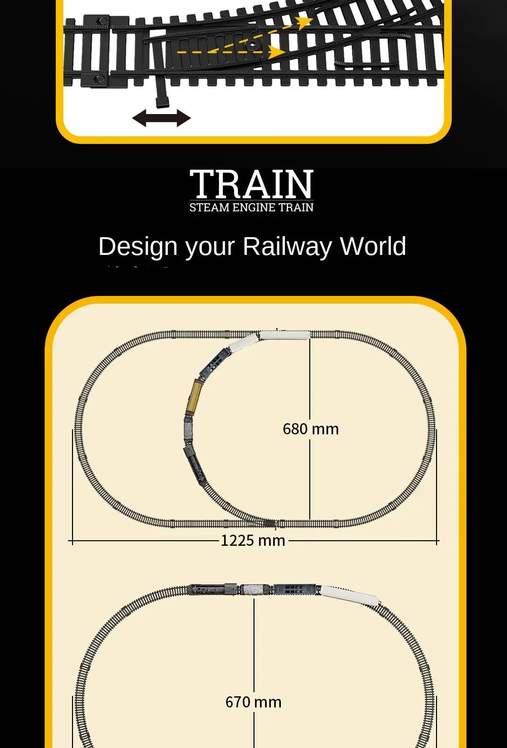 Train Électrique Rétro – Locomotive à Vapeur & Wagon Fret – Pistes Haute Vitesse (Plusieurs Sets)