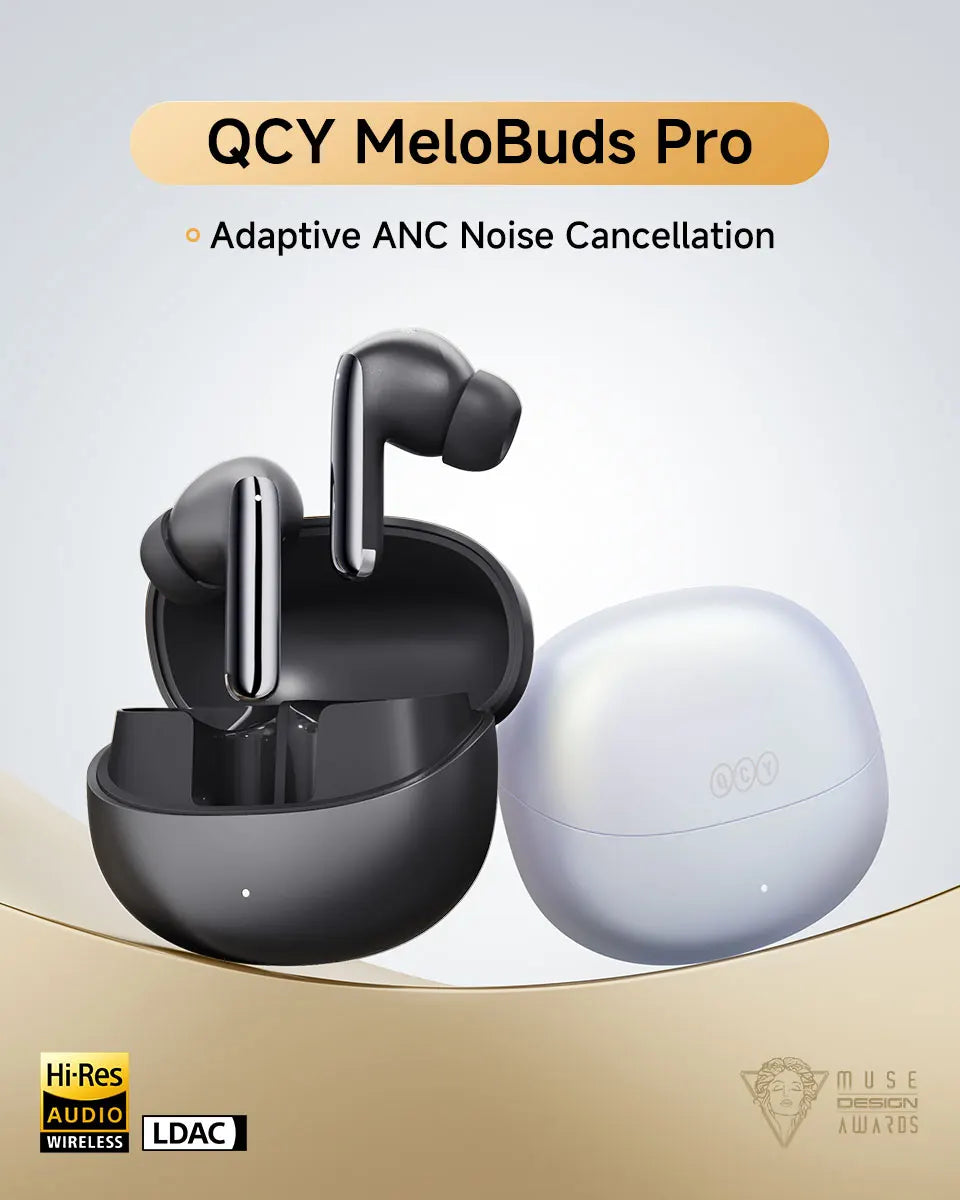 QCY MeloBuds Pro – Écouteurs Sans Fil ANC 46dB | LDAC Hi-Res | 34h d’Autonomie