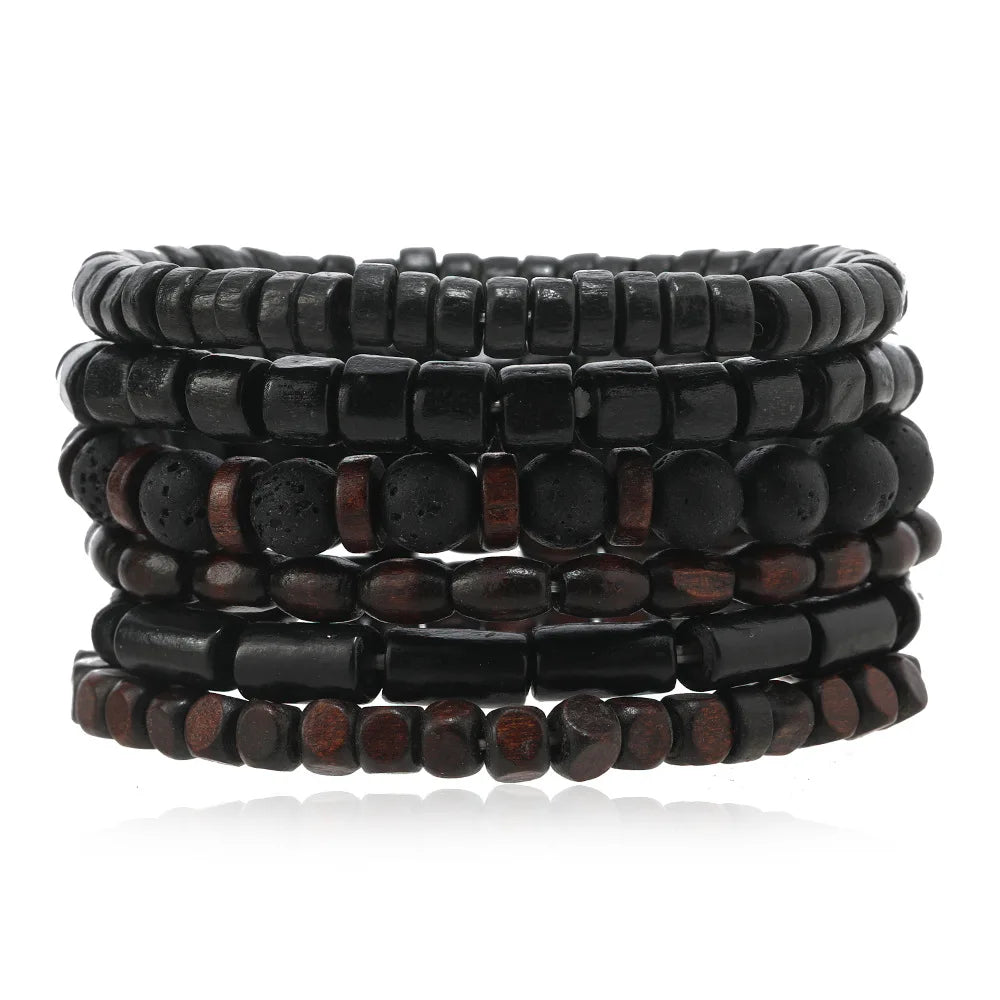 Bracelet Homme Luxe – Set de 4 Bracelets Tressés en Cuir (Style Ethnique Tribal)