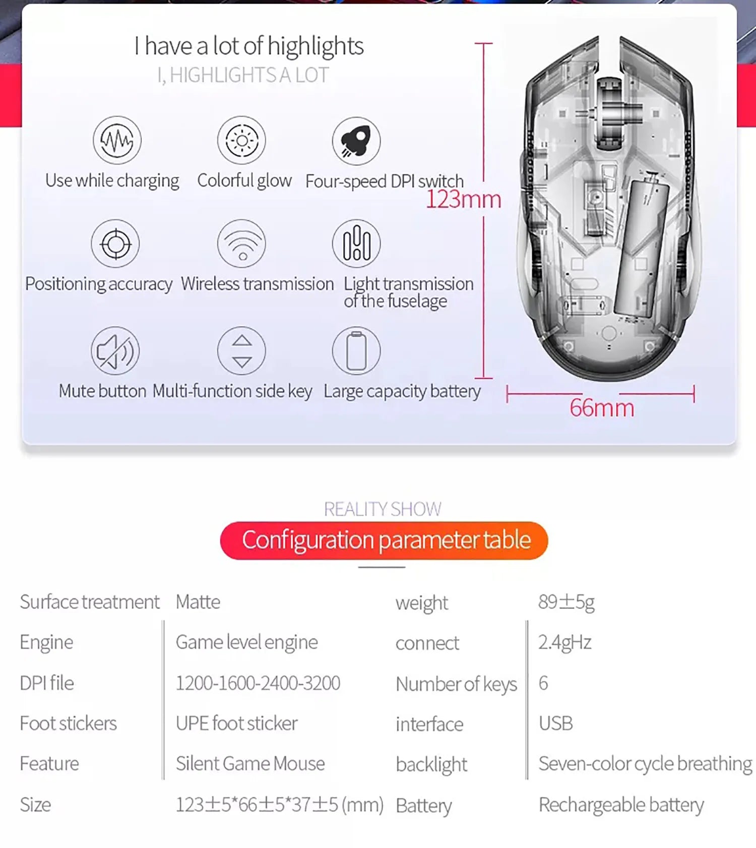 Souris Gaming Filaire G5 – Rétro-éclairage, 6 Boutons Macro, Haute Précision