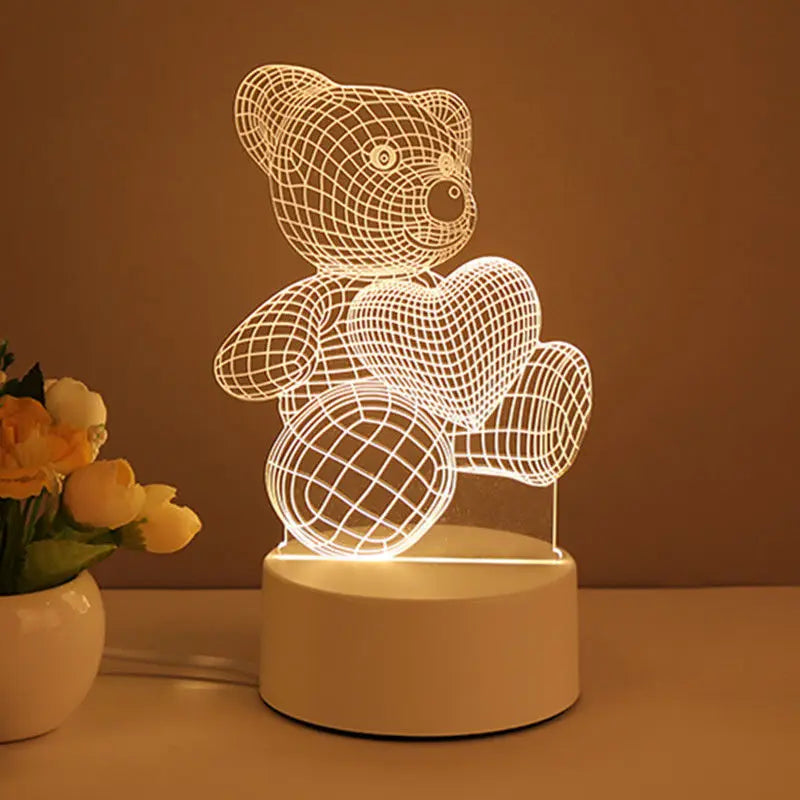 Lampe LED Acrylique 3D – Love Romantic & Ambiance Douce