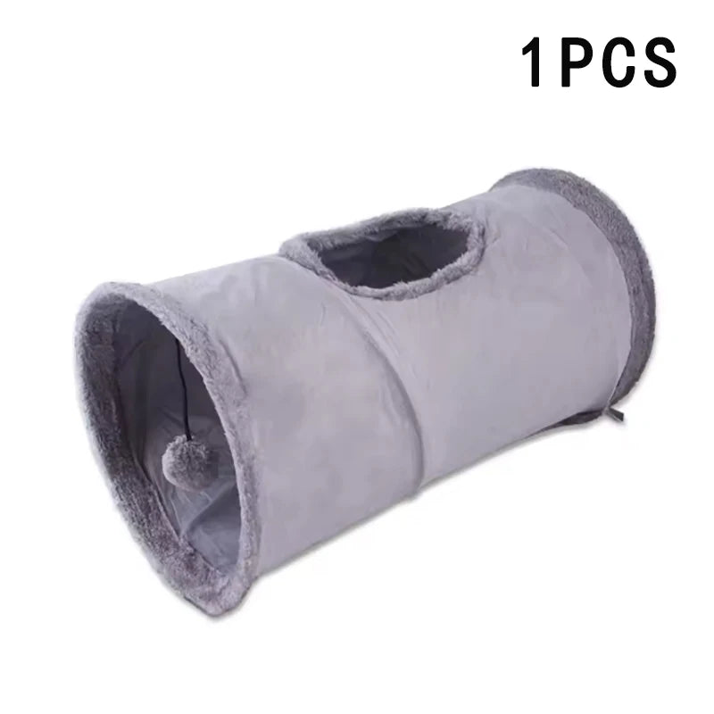 Tunnel en peluche pliable pour chat — suède douillet