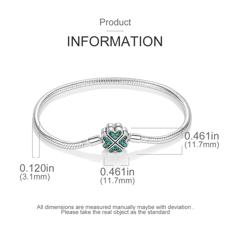 Bracelet en Argent 925 Original – Étoile, Lune & Trèfle Porte-Bonheur