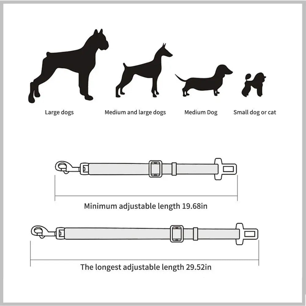 Ceinture de sécurité voiture réglable pour chien — attache harnais