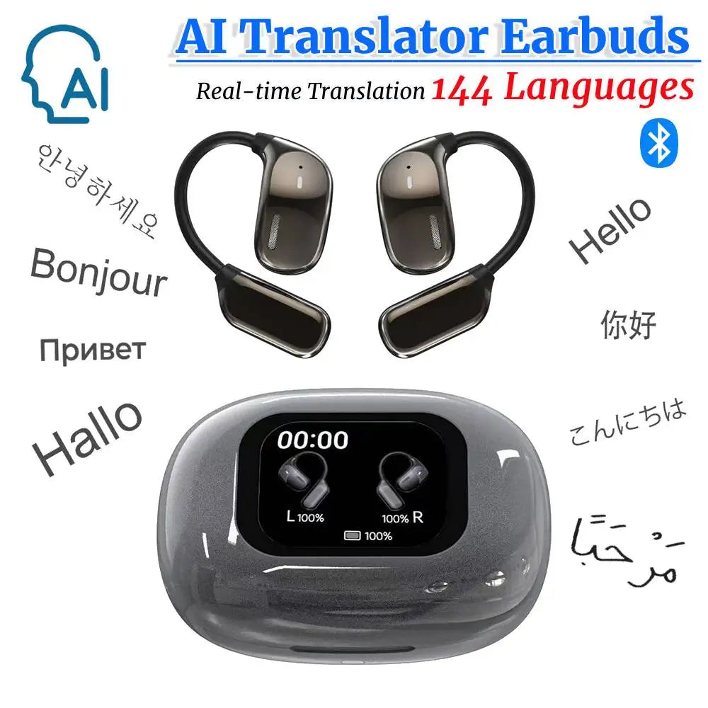 Écouteurs Traducteur AI 144 Langues – Traduction Bluetooth en Temps Réel (Sans Fil)