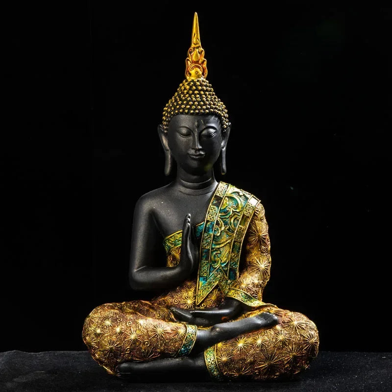 Grande Statue de Bouddha en Résine Verte – Sculpture Artisanale Thaïlandaise