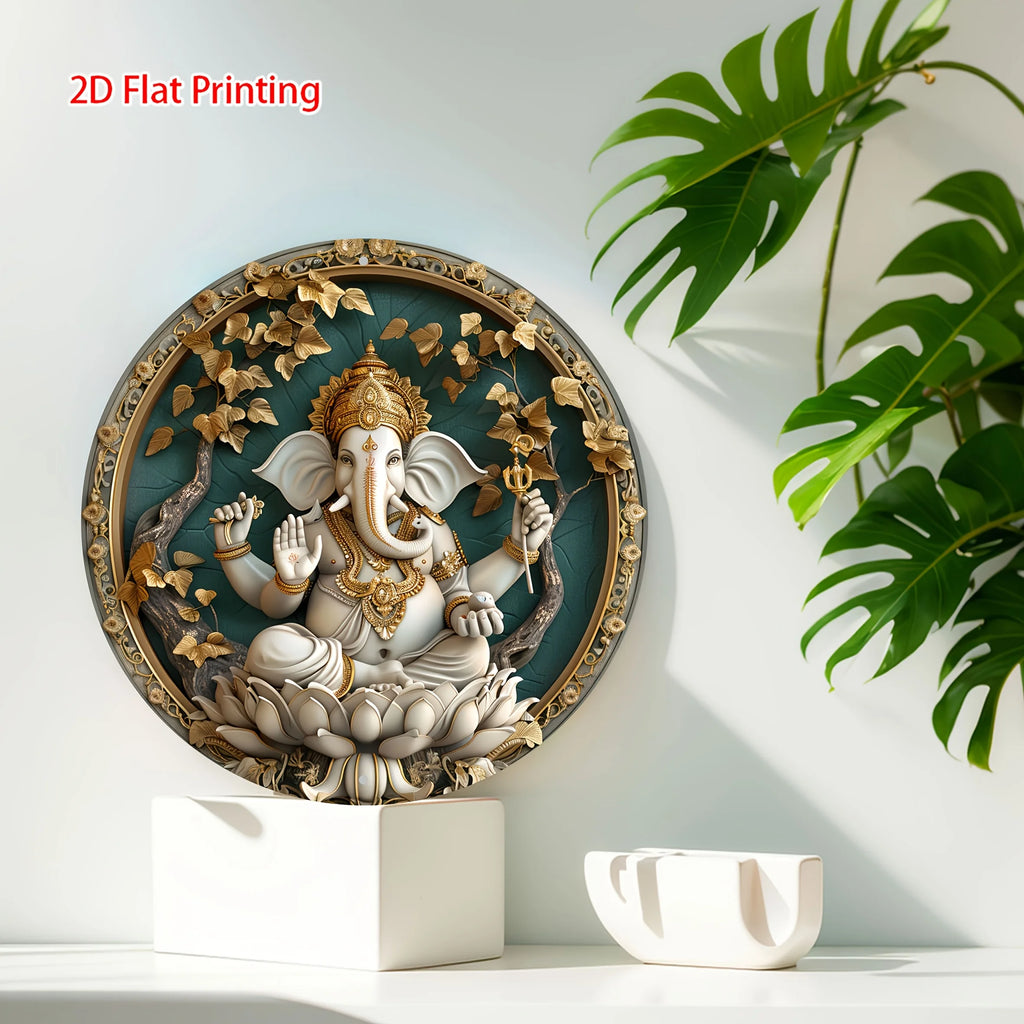 Panneau Mural Ganesha Vintage 2D – Aluminium Résistant aux Intempéries