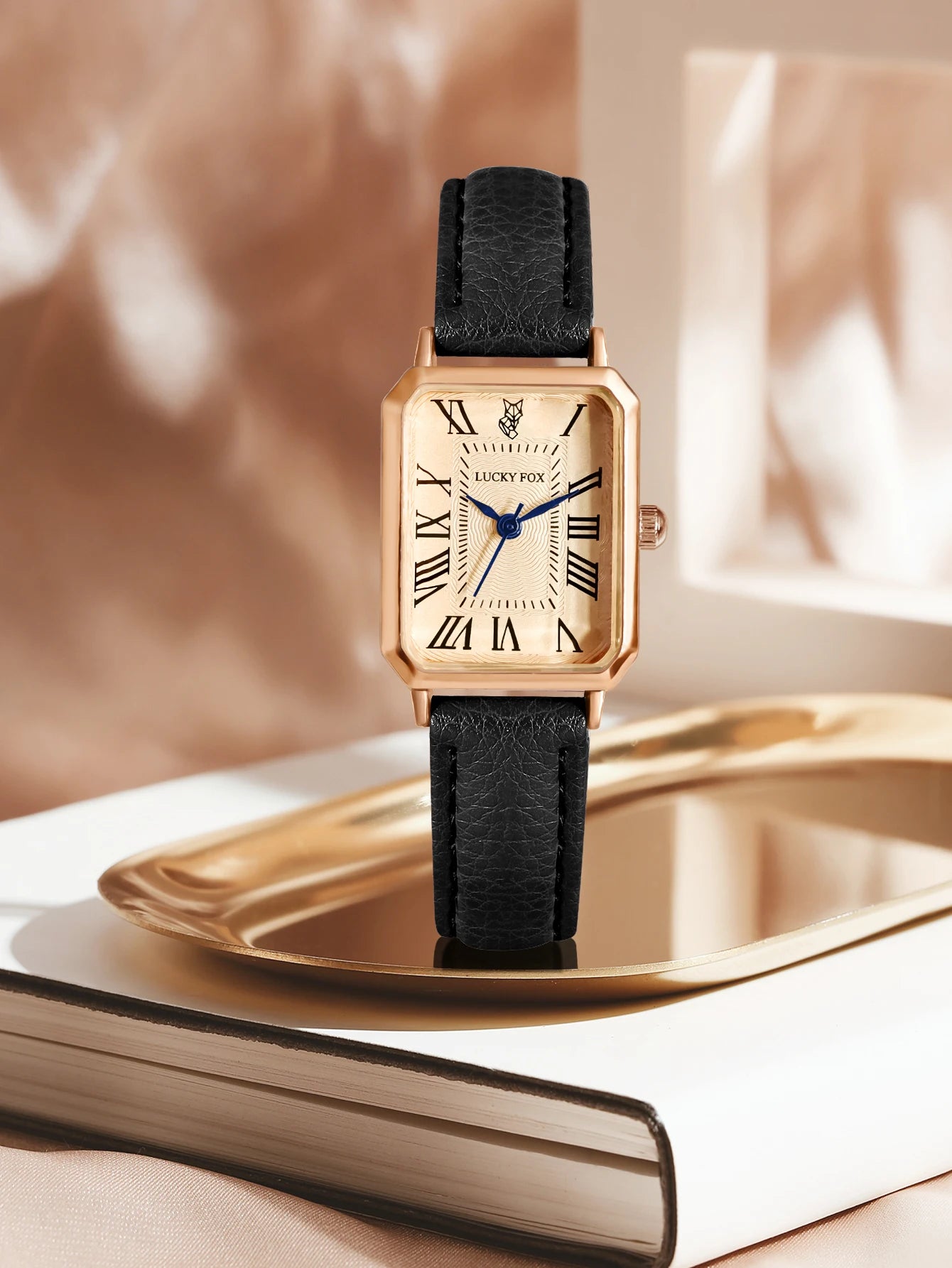 Montre Carrée Rétro Femme – Bracelet Cuir – LUCKYFOX L19