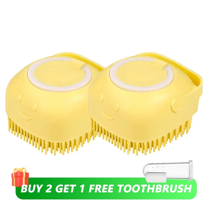 Brosse de bain en silicone pour chien et chat — distributeur de shampoing