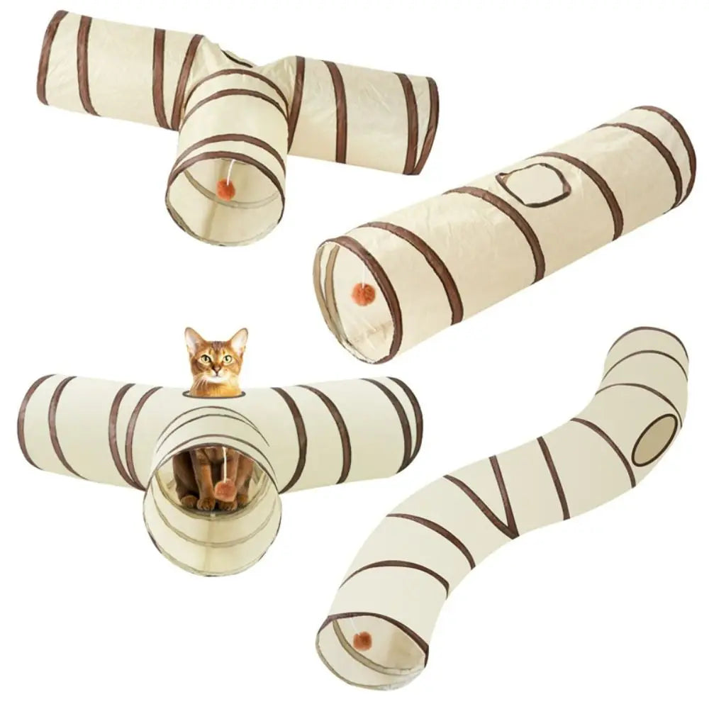 Tunnel de jeu pliable pour chat — structure renforcée, formes modulables