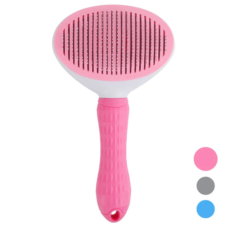 Brosse de toilettage auto-nettoyante pour chien et chat — bouton poussoir