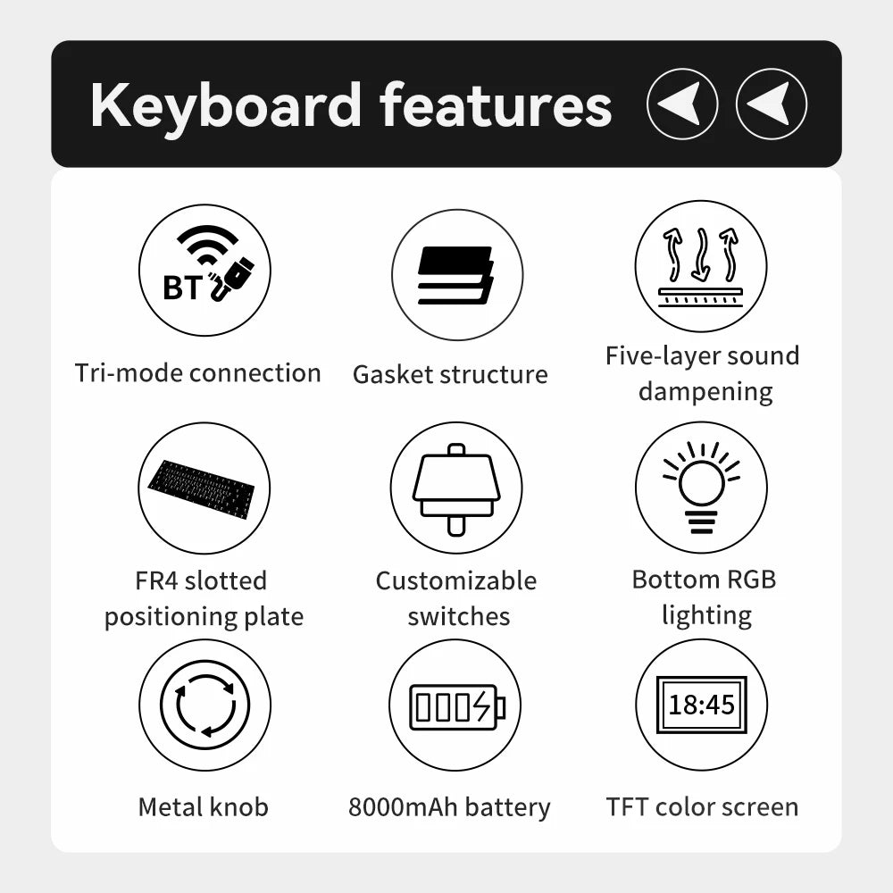 Clavier Mécanique Gamer Ajazz AK980 – Écran Couleur, RGB, Bluetooth & Sans Fil (98 Touches)