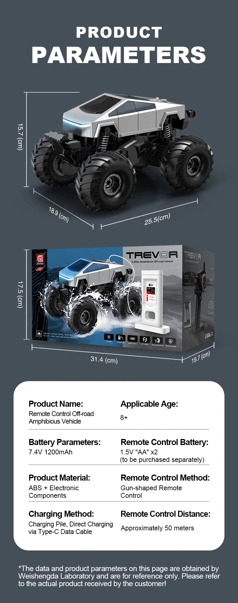 Véhicule Tout-Terrain Amphibie RC – 4x4 Télécommandé pour Enfants