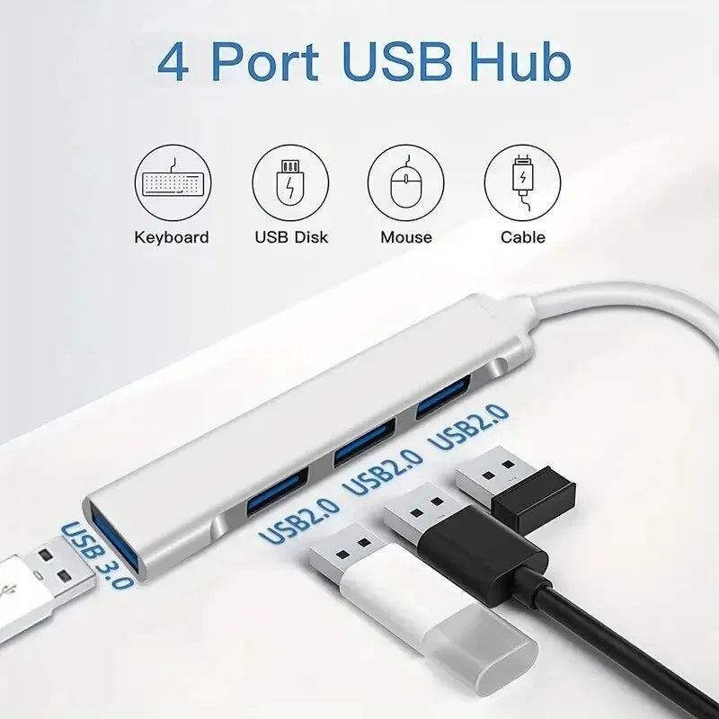 Adaptateur USB-C Hub 4 Ports OTG – Multi-Splitter pour MacBook, PC & Smartphones
