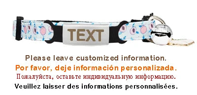 Collier chat motif fruits avec grelot — sécurité et plaque ID