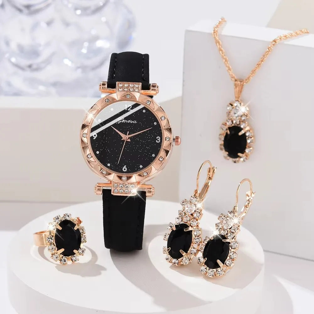 Coffret Montres Femme – Set Luxe 5 Pièces (Quartz • Strass • Mode Élégante)