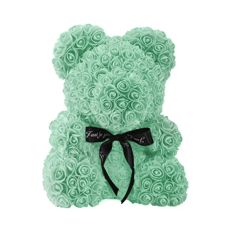 Ours en Roses 25/40 cm – Cadeau Romantique Saint-Valentin, Anniversaire & Mariage