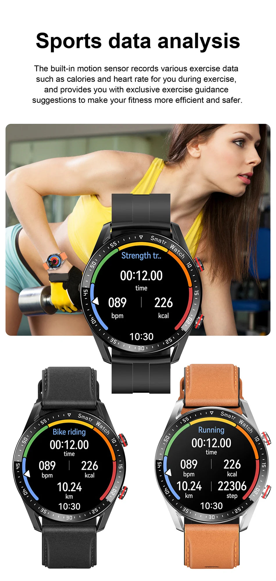 Montre Connectée Bluetooth ChiBear – Écran Rond HD 1.28’’ (IP67)