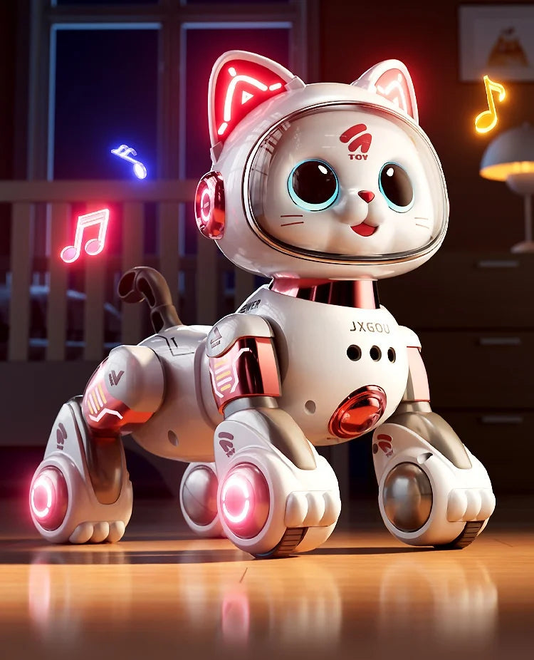 Jouet Robot Chat Télécommandé – Marche, Lumières & Actions – Cadeau Enfant