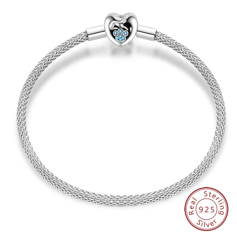 Bracelet en Argent 925 Original – Étoile, Lune & Trèfle Porte-Bonheur