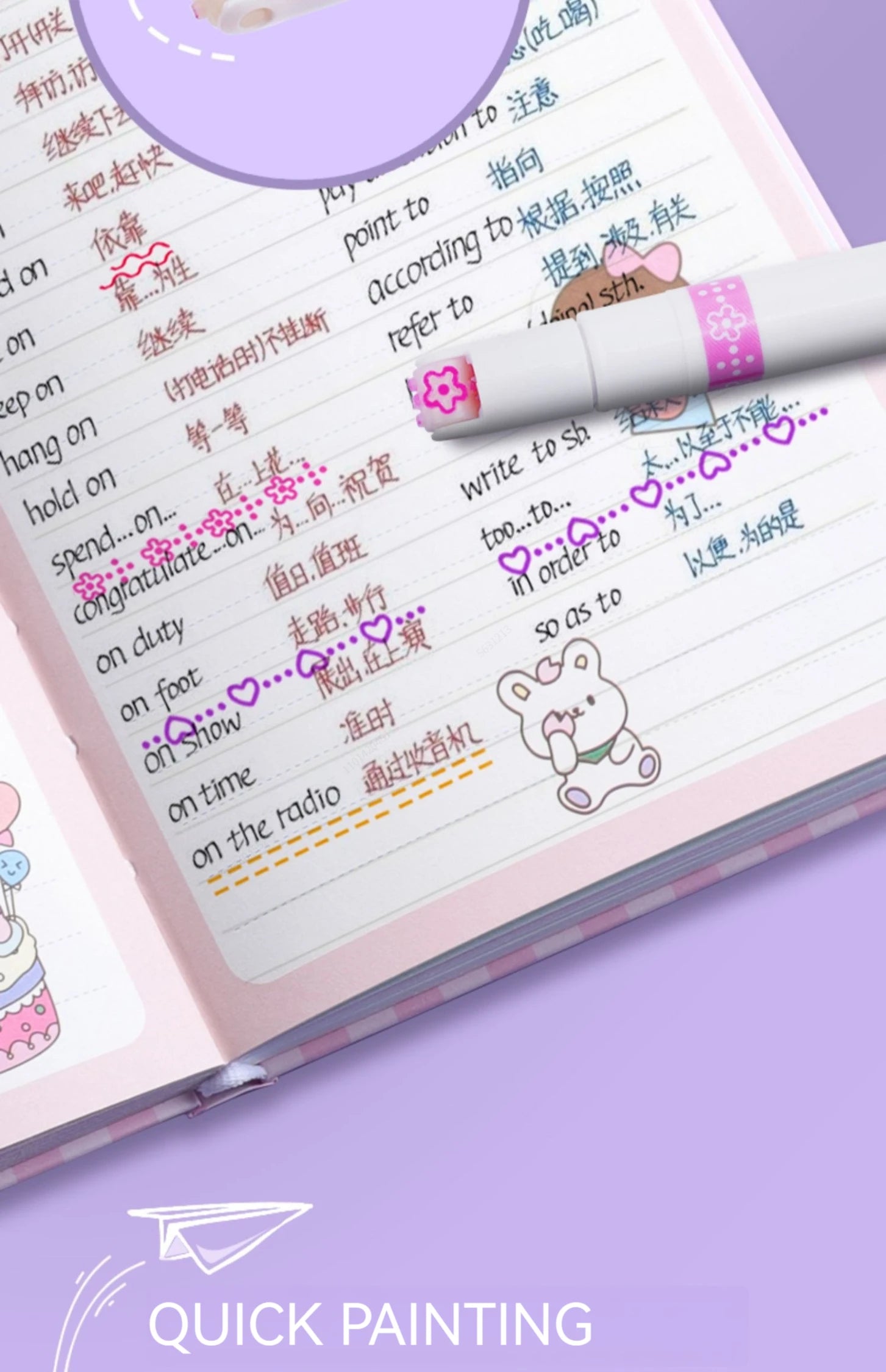 Surligneurs Ligne Fleur – 6 couleurs (Roller Flower Highlighter)