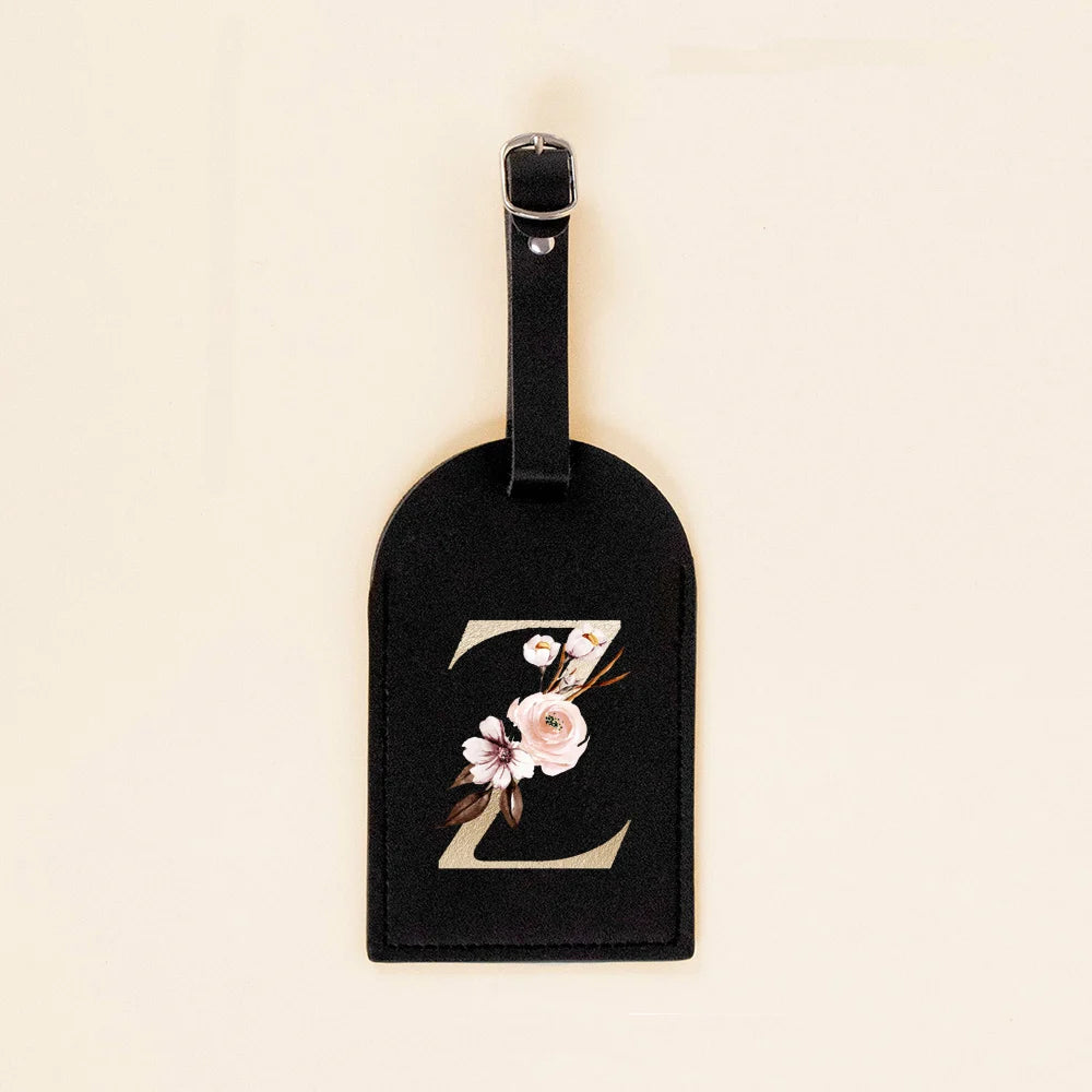 Étiquette de Bagage Initiale en Cuir PU – Carte Nominative & Protection Confidentialité