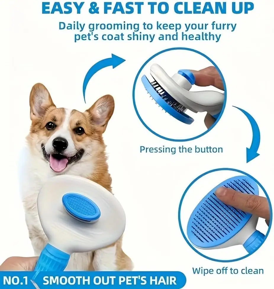 Brosse et peigne de toilettage auto-nettoyant pour chien et chat