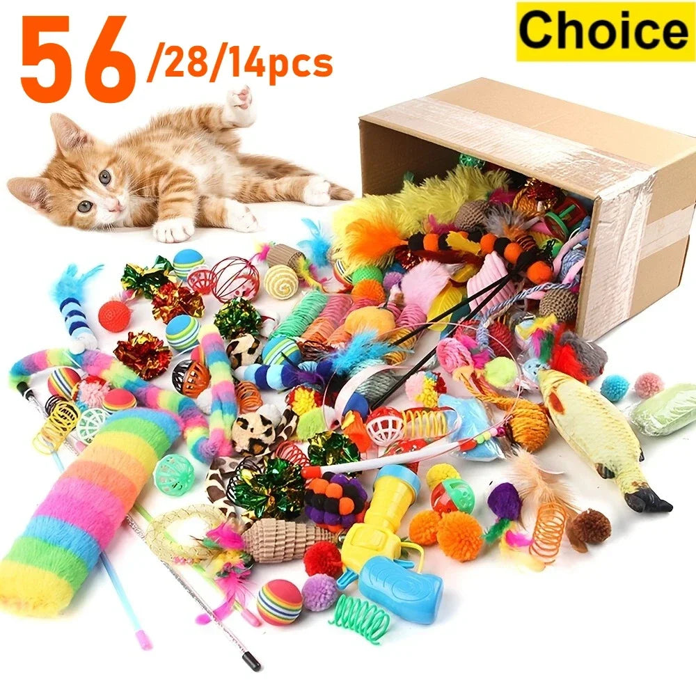 Lot de jouets pour chat — assortiment plastique et peluche