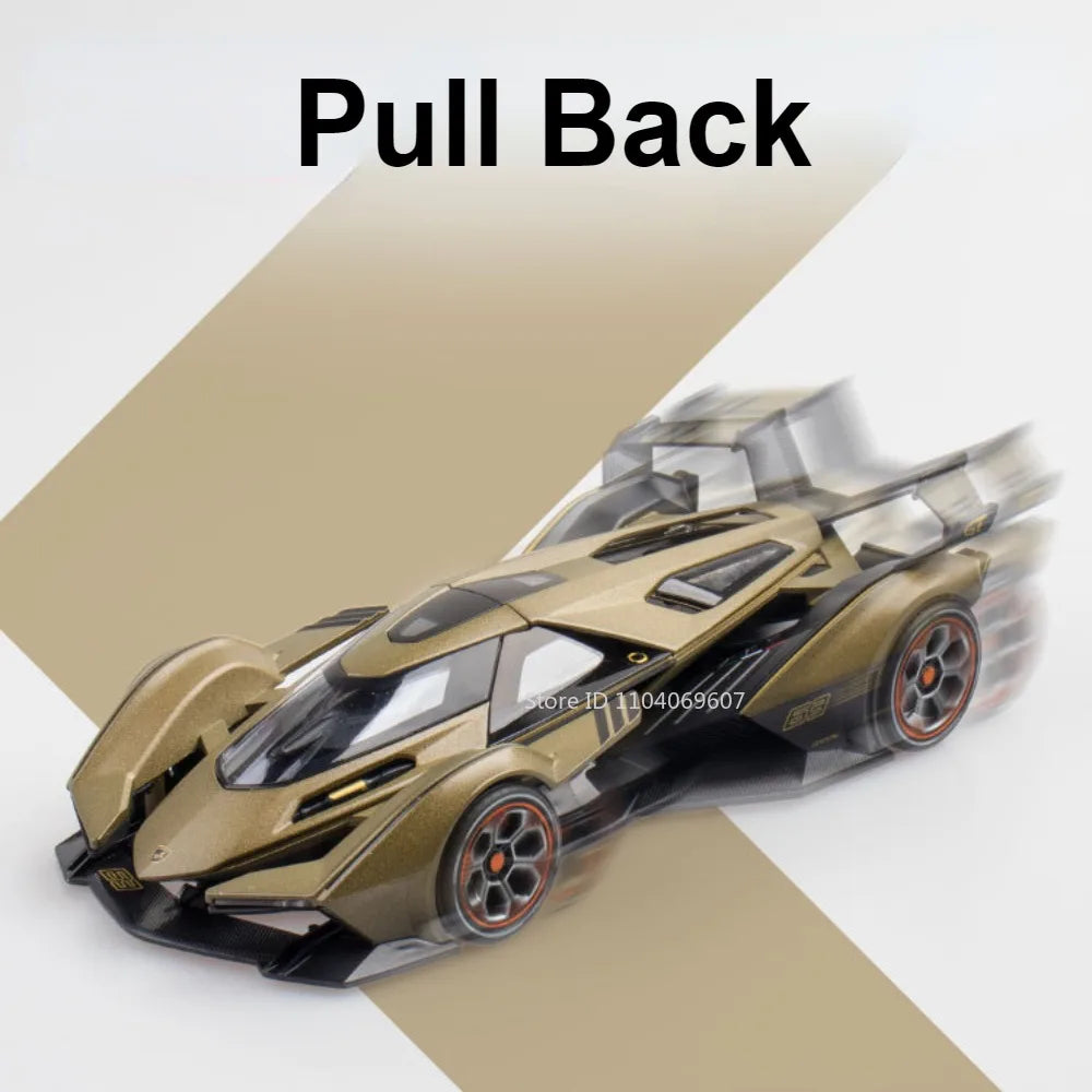 Supercar V12 GT – Modèle 1:22 en Alliage | Son & Lumière | Portes Rétractables