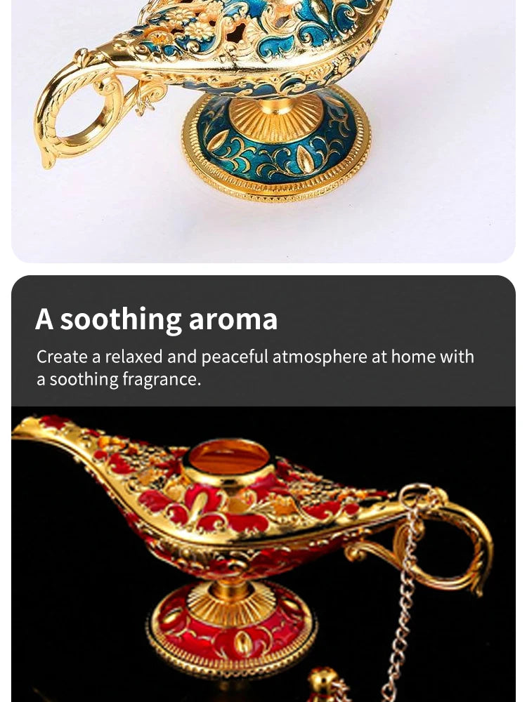 Lampe d’Aladdin Décorative – Mini Ornement en Métal | Rouge / Bleu / Vert