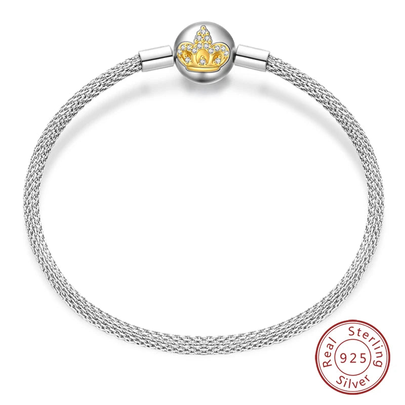 Bracelet en Argent 925 Original – Étoile, Lune & Trèfle Porte-Bonheur