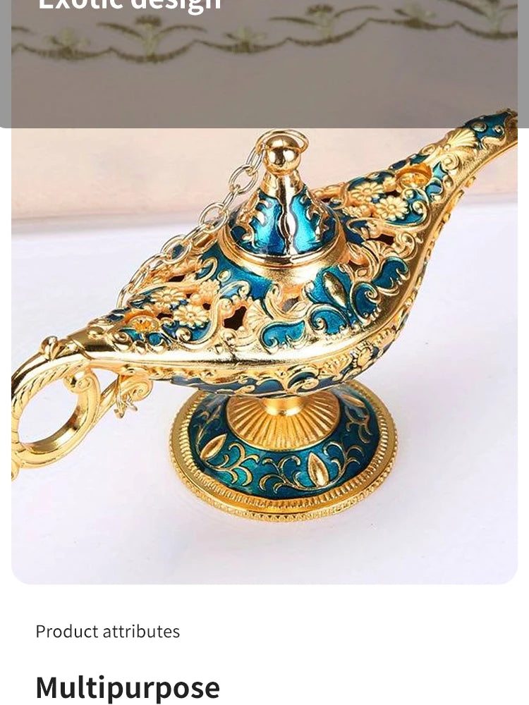 Lampe d’Aladdin Décorative – Mini Ornement en Métal | Rouge / Bleu / Vert