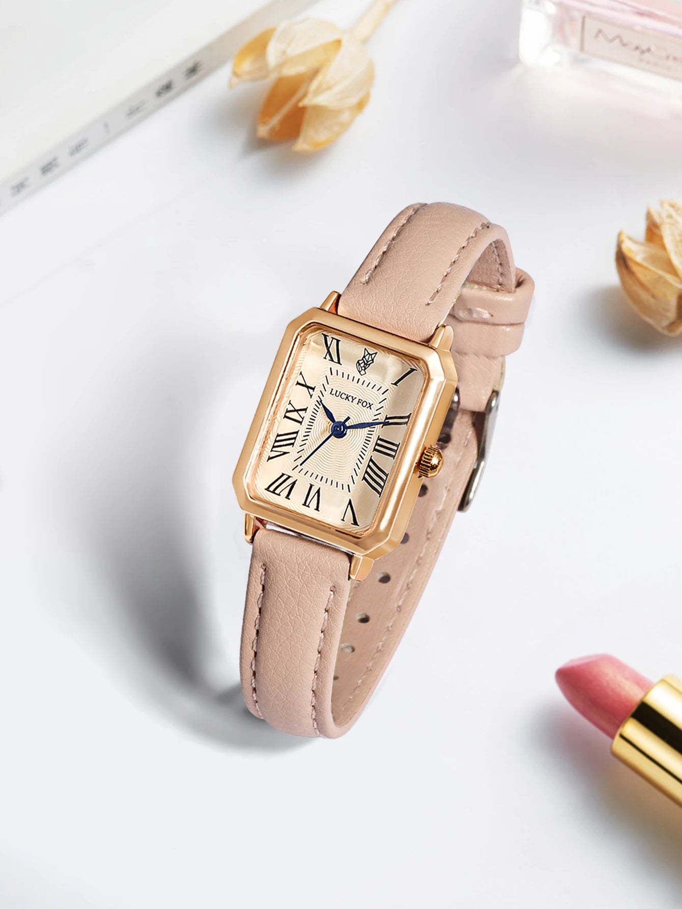 Montre Carrée Rétro Femme – Bracelet Cuir – LUCKYFOX L19
