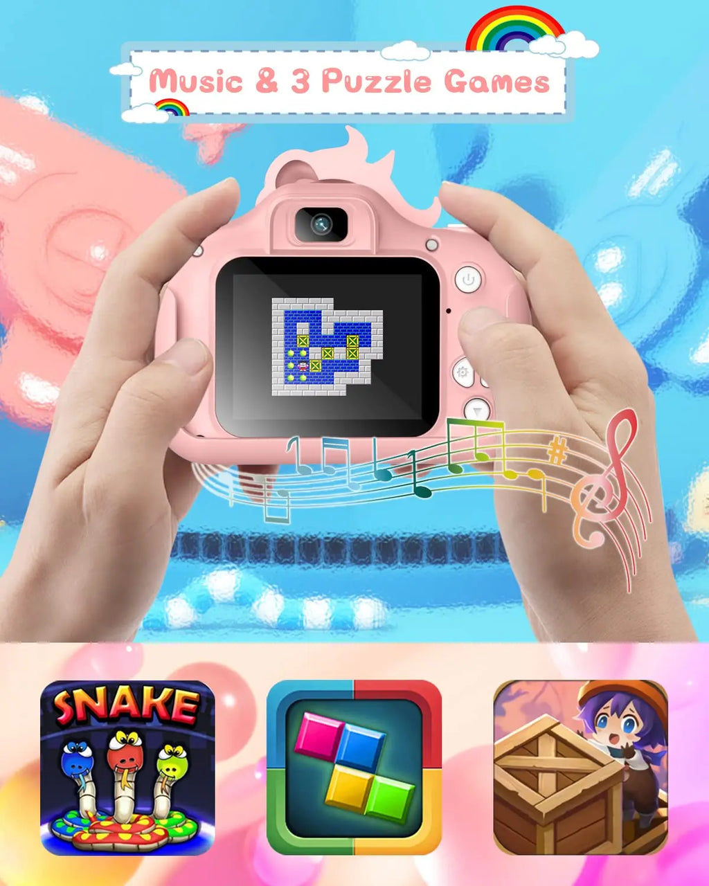 Caméra Enfant 20MP HD – Écran 2.0" + Vidéo 1080P + Selfie – Coque Silicone & Carte 32 Go