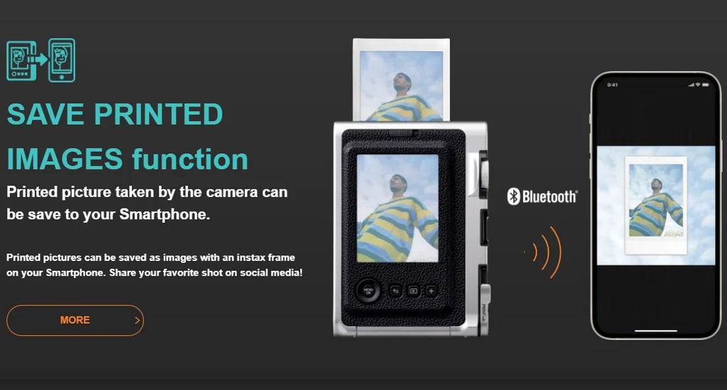 Fujifilm Instax Mini Evo – Caméra Instantanée Hybride | Smartphone Print | Effets Créatifs (Noir & Marron)