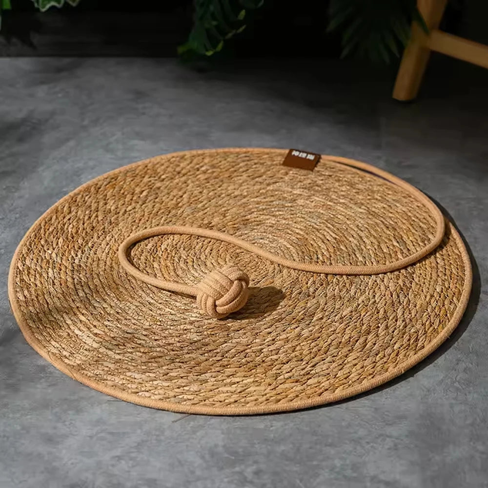 Tapis griffoir en rotin pour chat — protège-canapé