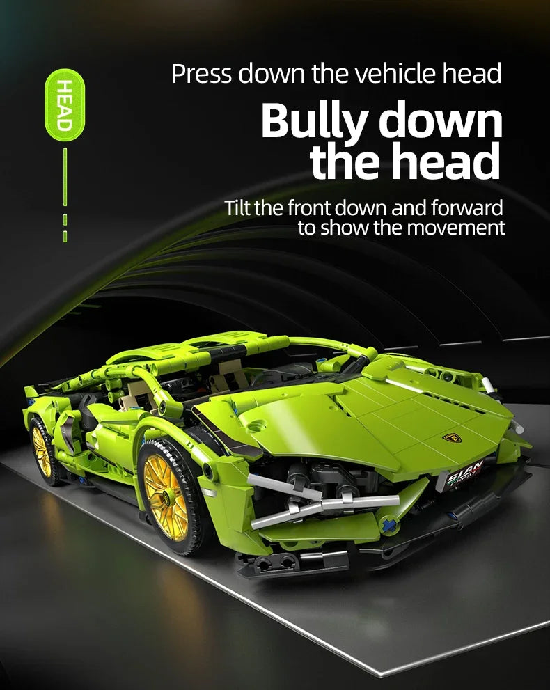 Voiture de Sport de Course – Kit de Construction Technique 1280 Pièces (Enfants & Adultes)