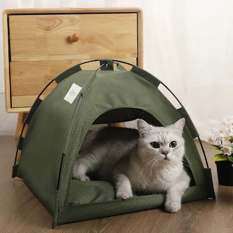 Tente niche pliable pour chat — couchage cosy d'hiver
