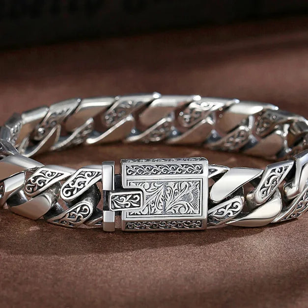 Bracelet Guirlande de Vigne S925 – Argent Sterling | Style Punk Rétro • Plusieurs Tailles