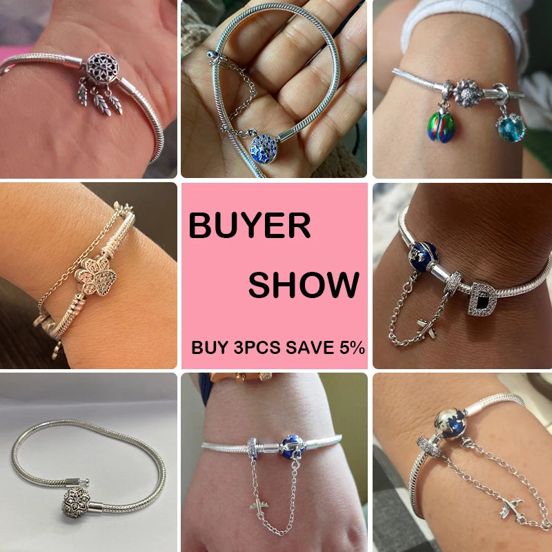 Bracelet en Argent 925 Original – Étoile, Lune & Trèfle Porte-Bonheur